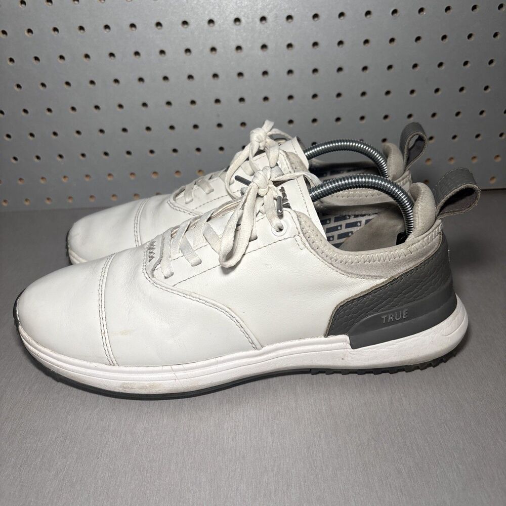 True Linkswear Lux Pro Tour Golf Shoes Mens Sz 11 White Gray Leather Spikeless - Picture 2 of 14